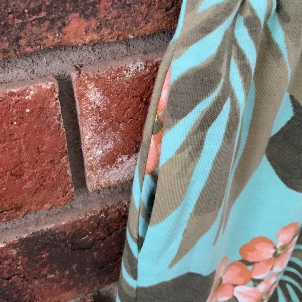 Oli Viv Aqua Green Tropical Floral Lounge Shorts Coordinating Set - Picture 10 of 10